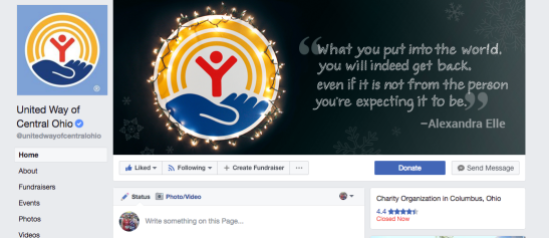 United Way of Central Ohio holiday social media cover - Facebook